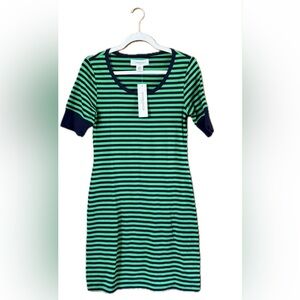 Workshop Navy and Green Striped Dress